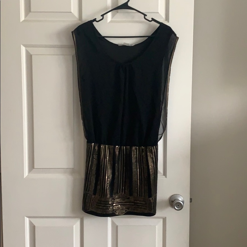 Black w Gold Sequin Cocktail Dress